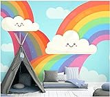 Vliestapete Fototapete 3D Effekt Wandtapete Cartoon Himmel Wolke Regenbogen Schöne Landschaft Hintergrundwand Tapeten Wandbilder Wohnzimmer Schlafzimmer 320x230cm