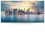 Acrylglas-Bild 120x60cm Skyline. Wunderschönes Acrylbild Panorama mit 5mm stärke als modernes Wandbild, Bild New York, USA zur Dekoration in Wohnzimmer, Schlafzimmer, Esszimmer
