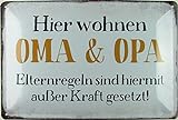 Metall Schild 20x30cm Hier wohnen Oma & Opa Spruch Sprüche Tin Sign
