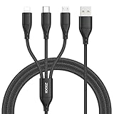 ZIIXII Multi USB Kabel [1.2m] 3 in 1 Ladekabel Nylon Mehrfach Universal Ladekabel iP Micro USB Typ C für Android Samsung Galaxy S21 S20 S10 S9 S8 A5, Huawei P40 P30 Mate, Honor, Oneplus, LG, Kindle