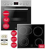 Amica Einbauherd Set | Herd-Kochfeld-Kombination | Backofen mit Grill und Umluft | Teleskopauszug| Edelstahlrahmen|Glaskeramik Kochfeld mit Zweikreis und Bräterzone T