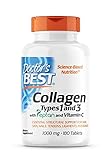Doctor's Best, Collagen Types 1 and 3, Peptan & Vitamin C, 1.000mg, 180 Tabletten, Laborgeprüft, Glutenfrei, Sojafrei, Ohne Gentechnik