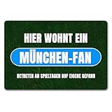speecheese Hier wohnt EIN München-Fan Fußmatte in 40x60 cm ohne Rand mit Rasenmotiv Sportfan München Sport D