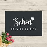 Bavaria Home Style Collection Fußmatte mit Spruch Schön DASS Du Da bist 50x75 cm Groß | Fußabtreter für außen und innen | Schuhmatte waschbar | Türmatte rutschfest