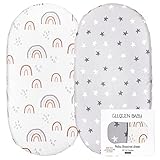 GLLQUEN BABY Bettlaken Spannbettlaken für Babybett 2 Pack,Matratzenschoner für Laufgitter, Oeko-tex100 Moseskorb Stubenwagen Spannbetttuch Bezug, Kinderwagen Matratzenbezug für Neugeb