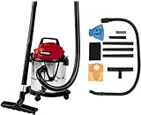 Einhell TC-VC 1812 S Nass-Trockensauger (1.250 W Leistung, 36mm Schlauchsystem, 12 l Edelstahlbehälter, Schaumstofffilter, umfangr. Düsenzubehör), Rot, Schwarz, W
