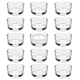 suntonmoto Teelichtgläser Set, Kerzenhalter Teelicht (15er Pack) Glas Teelichthalter 4,5 cm Dm, Kleiner Kerzenhalter aus Klarem Glas für Hochzeit, Geburtstag, Urlaub, Kerzengläser & Teelichtgläser, S