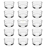 suntonmoto Teelichtgläser Set, Kerzenhalter Teelicht (15er Pack) Glas Teelichthalter 4,5 cm Dm, Kleiner Kerzenhalter aus Klarem Glas für Hochzeit, Geburtstag, Urlaub, Kerzengläser & Teelichtgläser, S