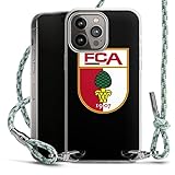 DeinDesign Carry Case kompatibel mit Apple iPhone 14 Pro Max Hülle mit Band Handykette zum Umhängen hellgrün FC Augsburg Wappen FCA