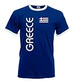 Fruit of the Loom Griechenland Greece Herren Retro T-Shirt blauweiss Trikot|m-XL