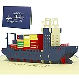 LINPOPUP®, LIN17354, POP UP Karten, 3D Karten - Grußkarte - Schiff, Frachtschiff, Klappkarte Containerschiff, N235
