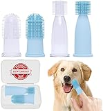 𝟐𝟎𝟐𝟑 𝐍𝐄𝐖 Bileumec Hundezahnbürste Set - Effektive Zahnpflege für Hunde und Katzen Mit 360º Reinigungswirkung und Silikon Finger Zahnbürsten im 4er Pack