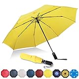 Amazon Brand - Eono Regenschirm Taschenschirm Kompakter Falt-Regenschirm, Winddichter, Auf-Zu-Automatik, Teflonbeschichtung, Verstärktes Dach, Ergonomischer Griff, Schirm-Tasche - Gelb