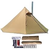 Longeek 4 Jahreszeiten Leichtes Tipi-Zelt Camping 1-3 Personen einfach zu installierendes heißes Zelt (Brown)