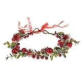 Weihnachten Rote Beere Blumenkranz Verstellbares Blumen-Haarband für Winter Weihnachten Parties（Red 3)