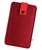 Dealbude24 Filz Tasche kompatibel mit Sony Xperia XA mit Hülle, Schutz Einsteck Handy Hülle mit Herausziehband und Drucknopf, Etui stoßfest, weich und reißfest in Rot - L
