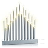 com-four® LED Schwibbogen mit Timer als Weihnachtsbeleuchtung - Kerzenbrücke mit 21 LEDs - Lichterbogen Pyramide - Fensterleuchter für Weihnachten (01 Stück - 21 LEDs silberfarben)