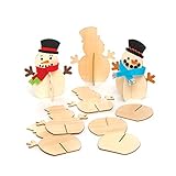 Baker Ross AT158 3D Schneemann aus Holz (6 Stück) Bastelset für Kinder zu Weihnachten