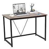 Schreibtisch,Computertisch,PC Tisch,Bürotisch Arbeitstisch mit Stabiler V-förmiger Struktur Homeoffice Holz Metallframe (Brauner V)