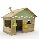 Wickey Spielhaus Hostel - Kinderspielhaus aus Holz, Gartenhaus für Kinder, extrem witterungsbeständig - aus kesseldruckimprägniertem Massivholz - Pastellgrü