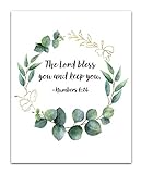 Wandbild, Motiv 'Der Lord Bless You and Keep You', Eukalyptus, botanischer Bibelvers – ungerahmt, 28 x 35 cm, Farbdruck, inspirierendes Geschenk für Familie und Freunde