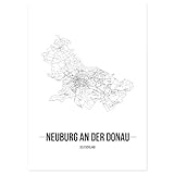 JUNIWORDS Stadtposter - Wähle Deine Stadt - Neuburg an der Donau - 21 x 30 cm Poster - Schrift B - Weiß