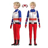 Kinder Superhero Kostüm Bodysuit Superheld Verkleidung Cosplay mit Augenmaske für Karneval Halloween Party Weihnachten(7-8 Jahre)