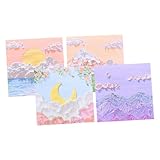 TOVINANNA 4 Haftnotizen mit Ölgemälde-Landschaft Selbstklebende Notizblöcke Aufkleber süße Memo-Sticker Pastell-Textmarker Klebenotizblöcke Briefpapier schreiben Memo -Notepad B