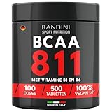 Bandini® BCAA 8 1 1 | 500 Tabletten | Verzweigtkettige Aminosäuren Leucin, Isoleucin, Valin + Vitamin B1 & B6 | Pre Post Workout - Supplements für Muskelaufbau | Hochdosiert, laborgeprüft, lak