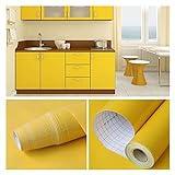 LYB DIY Dekorativer Film PVC Pearl Weiß Selbstklebende Wandpapier Möbel Renovierungsaufkleber Küchenschrank wasserdichte Tapete (Color : Yellow, Size : 60cmX5M)