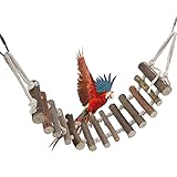 Smandy Vögel Spielzeug Holzleiter Hölzerne Strickleiter mit Seil Swing Bridge für Wellensittiche Sittiche Papageien Pet Training Spielzeug