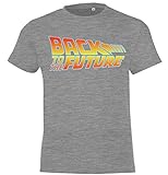 Kinder Jungen Mädchen T-Shirt Modell Zurück in die Zukunft - Grau 118/128 (8 Jahre)