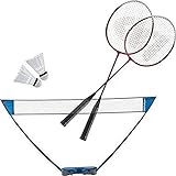 DONNAY Badminton Set mit Badminton Netz, zwei Badmintonschläger und Shuttles - mit Aufbewahrungstasche - Blau