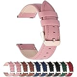 Fullmosa Uhrenarmband, Cross Serie Echtes Lederarmband Ersatzband Smart Watch Armband mit Edelstahl Metall Schließe 14mm Pink + Roségold Schnalle