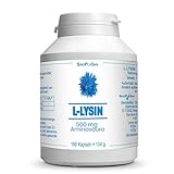 L-Lysin 500 mg Aminosäure (rein) pro Kapsel || 180 Kapseln || natürlich & vegan || SinoPlaSan