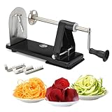 ICO 3-Klingen Stahl Spiralschneider Gemüse, Zucchini Spaghetti Schneider oder Zoodles Spiralschneider mit Anti-Rutsch Technolog