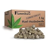 FLAMMBURO Hanf-Anzündwolle - Holzfreie Anzünder aus Hanffasern - Noch nachhaltiger - 100% nachwachsende und pflanzliche Rohstoffe (5kg-Vorratskarton) - Kein Baum muss sterben