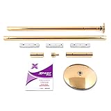 X-POLE XPert PRO Titanium Gold X-Lock System (PX) Pole Dance Stange Indoor drehbar 40 mm - Poledancing Stange mit Static- und Spinning-Modus - 3,00 m bis 3,13 m