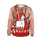 Youque Unisex Weihnachten Ugly Sweatshirt Xmas 3D Druck Neuheit Pullover Long Si Funny Jumper Frauen Casual Sweater Top, Rote Schürze, 38
