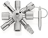 KNIPEX TwinKey Schaltschrankschlüssel für gängige Schränke und Absperrsysteme (95 mm) 00 11 01, Silber
