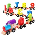 Magnetischer Buchstabenzug aus Holz, digitales Zugspielzeug, Holz-Zahlenform, Zug aus Holz, Zahlenzug zum frühen Lernen, Lernspielzeug für Jungen