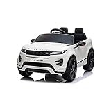 Elektroauto für Kinder Range Rover Evoque (weiß) von Babycar | kinderauto elektrisch mit 12-Volt-Batterie, MP4-Touchscreen-Monitor, Kindersitz aus Leder, offizielles Lizenzprodukt