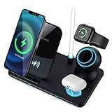 Wireless Charger Station,15W Foldable Fast 4 in 1 Wireless charging Stand for iPhone 13 12 11 Pro/Pro Max,iWatch Series SE 7/6/5/4/3/2/1,AirPods & Pencil,Samsung LG Huawei Phone etc. (Schwarz)