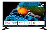 DYON D800168 Smart 32 XT 80 cm (32 Zoll) Fernseher (HD Smart TV, HD Triple Tuner (DVB-C/-S2/-T2), Prime Video, Netflix, YouTube & HbbTV, WLAN, Hotel Modus), Schwarz