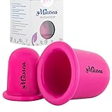 Saugglocke Anti Cellulite Massagecup - Vakuum Schröpfset - Silikon Cups Massage für straffe Haut - Massagegerät gegen Verspannung und Orangenhaut (Pink)