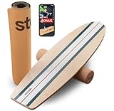 STAASH® Pro Balance Board inkl. Schutzmatte & Rolle + VIDEOKURS - Gleichgewichtstrainer für Indoor-Surfen und skaten