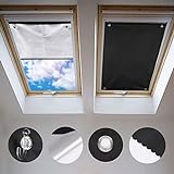 Johgee Dachfenster Rollo Thermo Sonnenschutz Silberbeschichtung Verdunkelungsrollo für VELUX Dachfenster GGU GGL GPU GPL GHU GHL GTU GTL GXU GXL (ohne bohren mit Saugnäpfen,Größe 76x93cm)