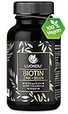 Luondu Biotin hochdosiert 10.000 mcg pro Tablette (365 vegane Tabletten für 1 Jahr) Angereichert mit Selen und Zink für Haarwachstum, Haut und Nägel I Ohne Zusätze, Herstellung in Deutschland