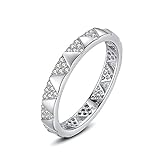 Musihy Ringe Silber, Verlobungsring Paar Dreieckiger Ring Mit Zirkoneinlagen Silber Ringgröße 52 (16.6)