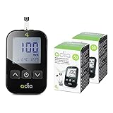 adia Diabetes-Starter-Set inkl. Blutzuckermessgerät (mg) mit 110 Blutzuckerteststreifen, Stechhilfe und Lanzetten – Einfache Selbstkontrolle bei Diabetes